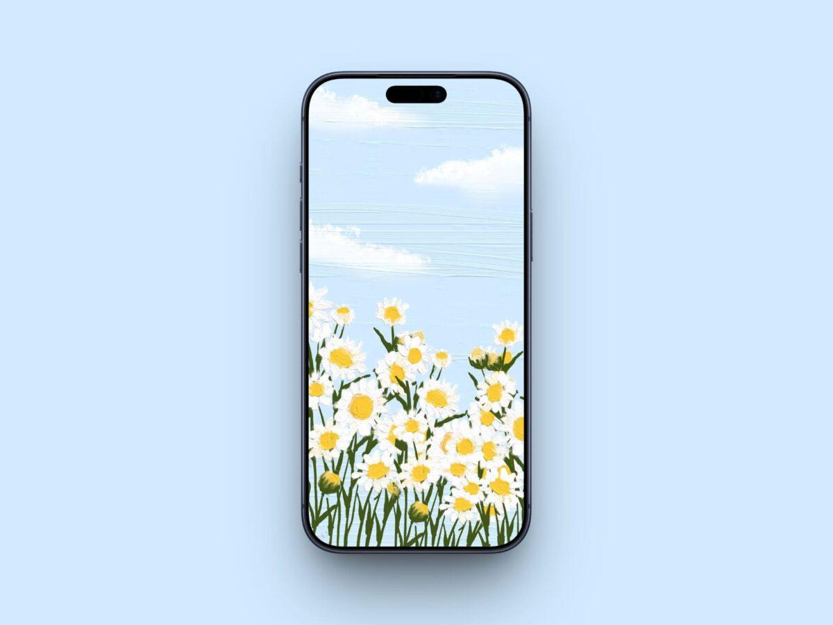 Hand-Painted Daisy Field wallpaper for iPhone