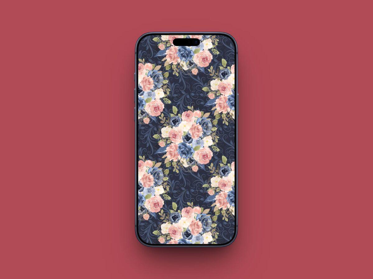 Vintage Blue Rose Wallpaper for iPhone