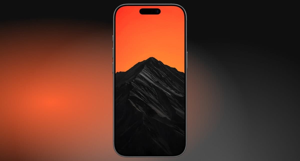 Black mountain with orange sky wallpaper