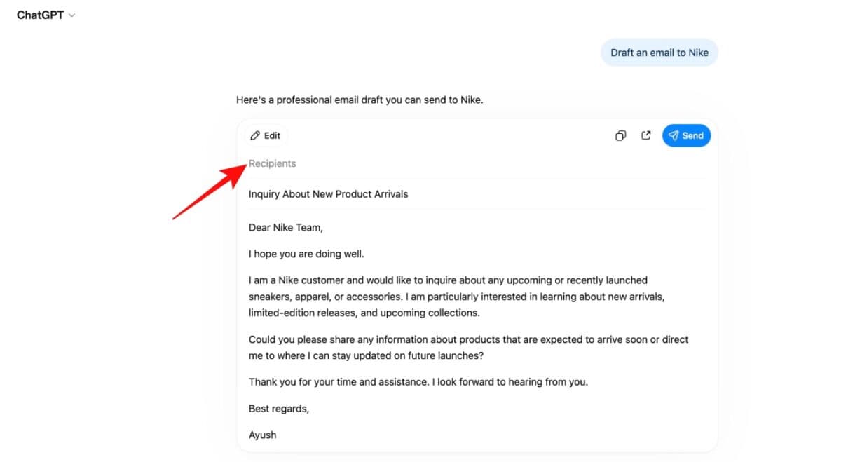 Email compose screen