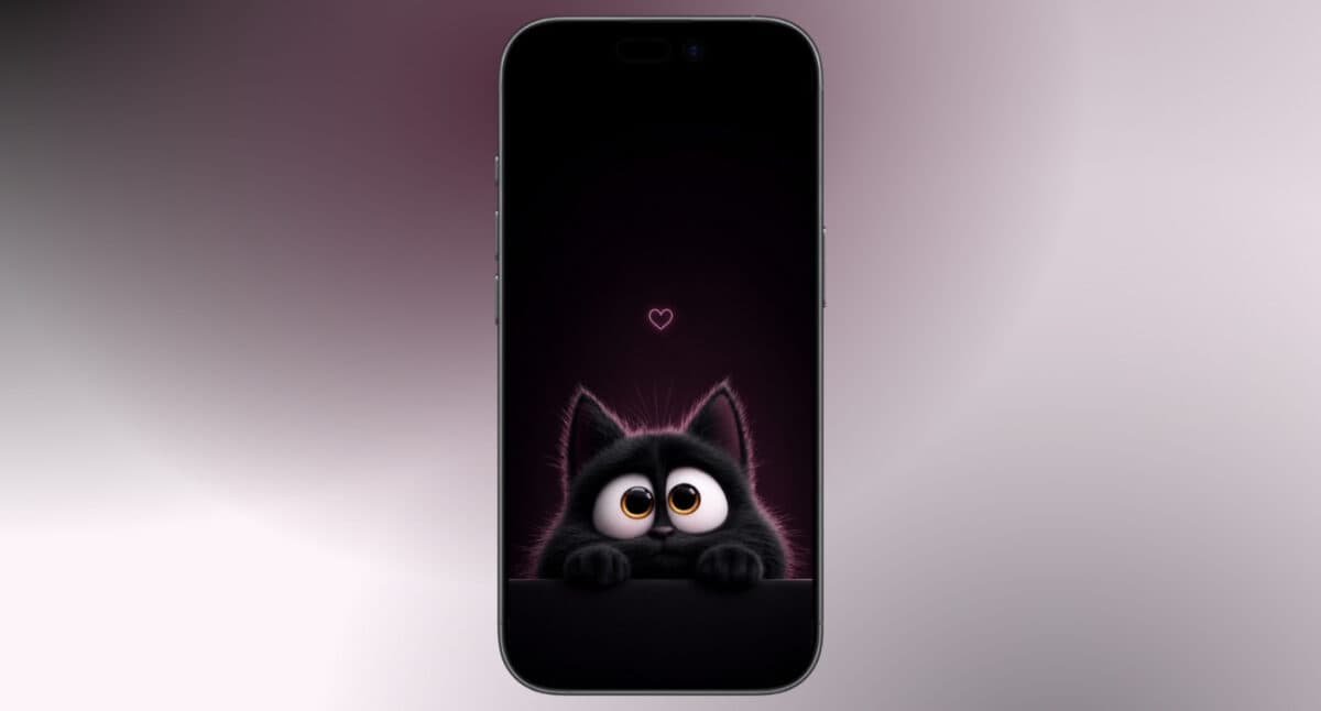 Neon heart black cat