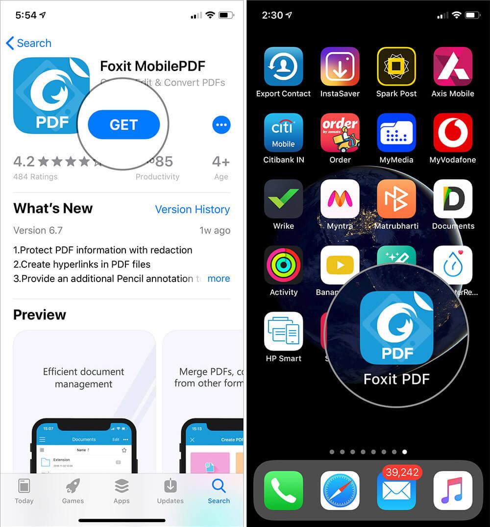 Download and Open Foxit MobilePDF App on iPhone