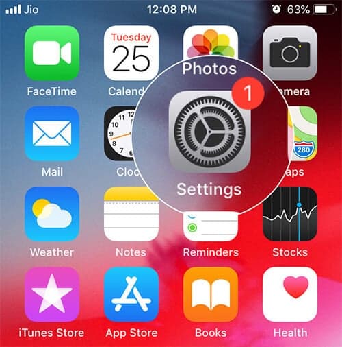 Launch the Settings on iPhone or iPad