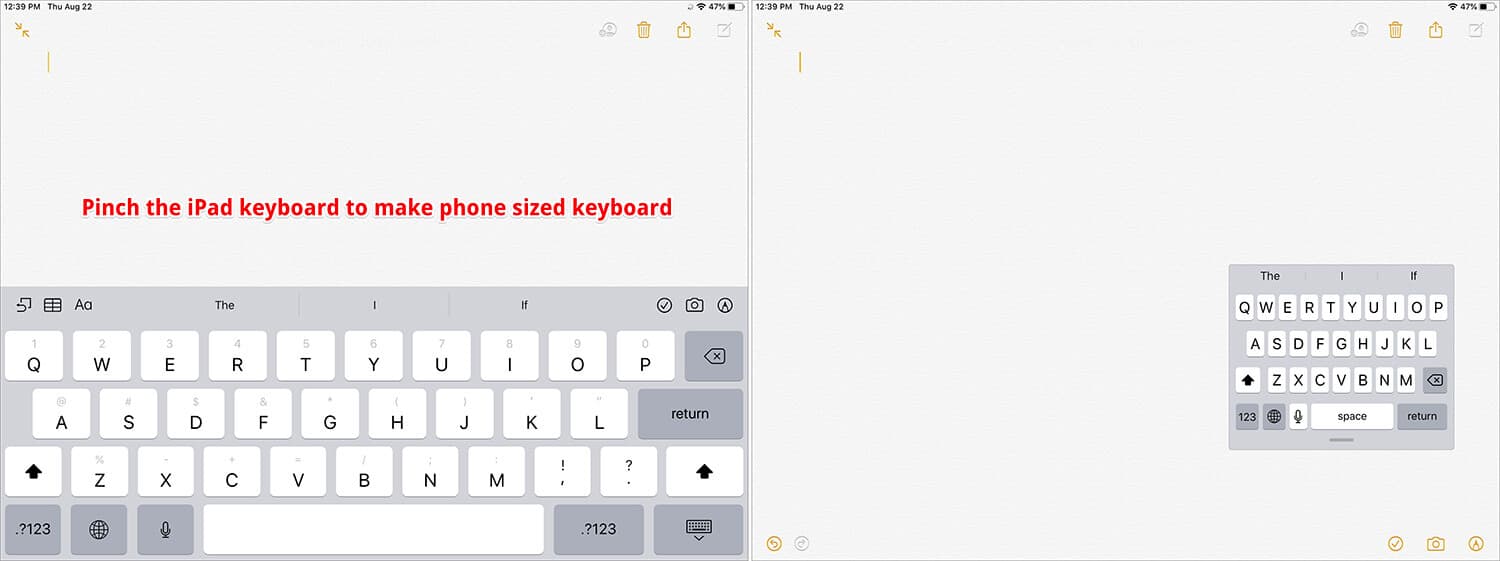 Pinch iPad Keyboard to make Phone sized keyboard