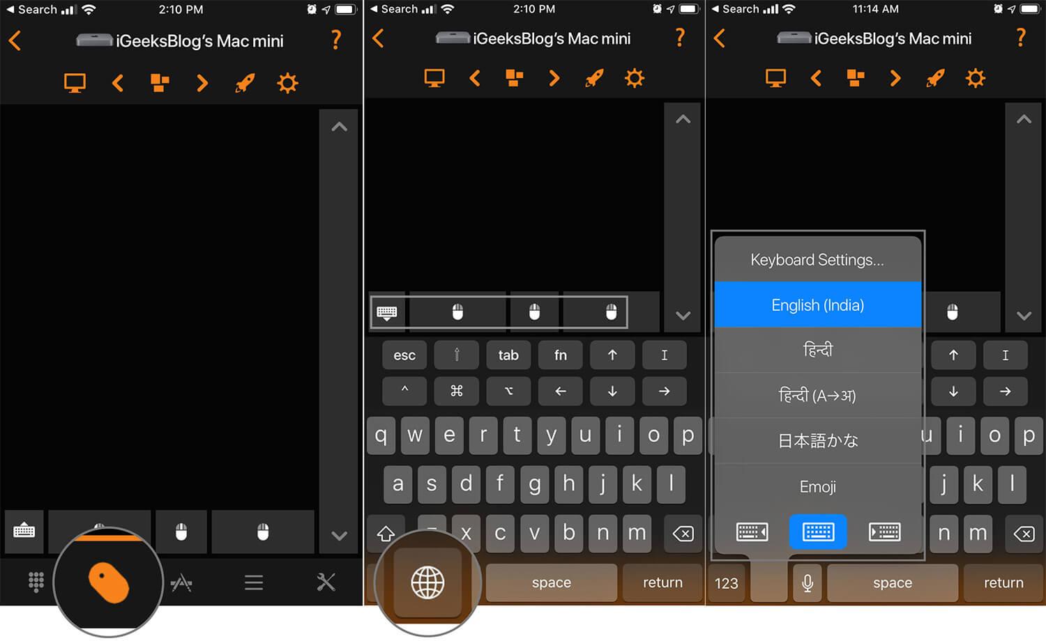 Tap on Input Tab and Add Text or Choose Preferred Keyboard from Remote Control for Mac App