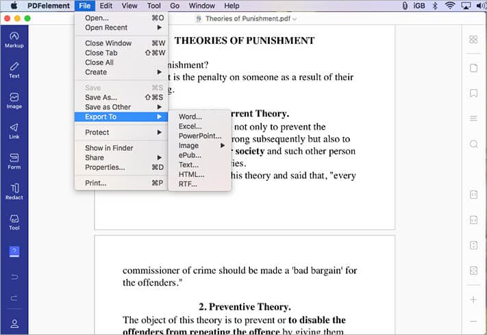 Multiple Export Format Options in PDFelement 7 PDF Editor App