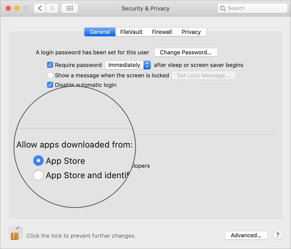Goto Allow Apps Downloaded from Section in macOS
