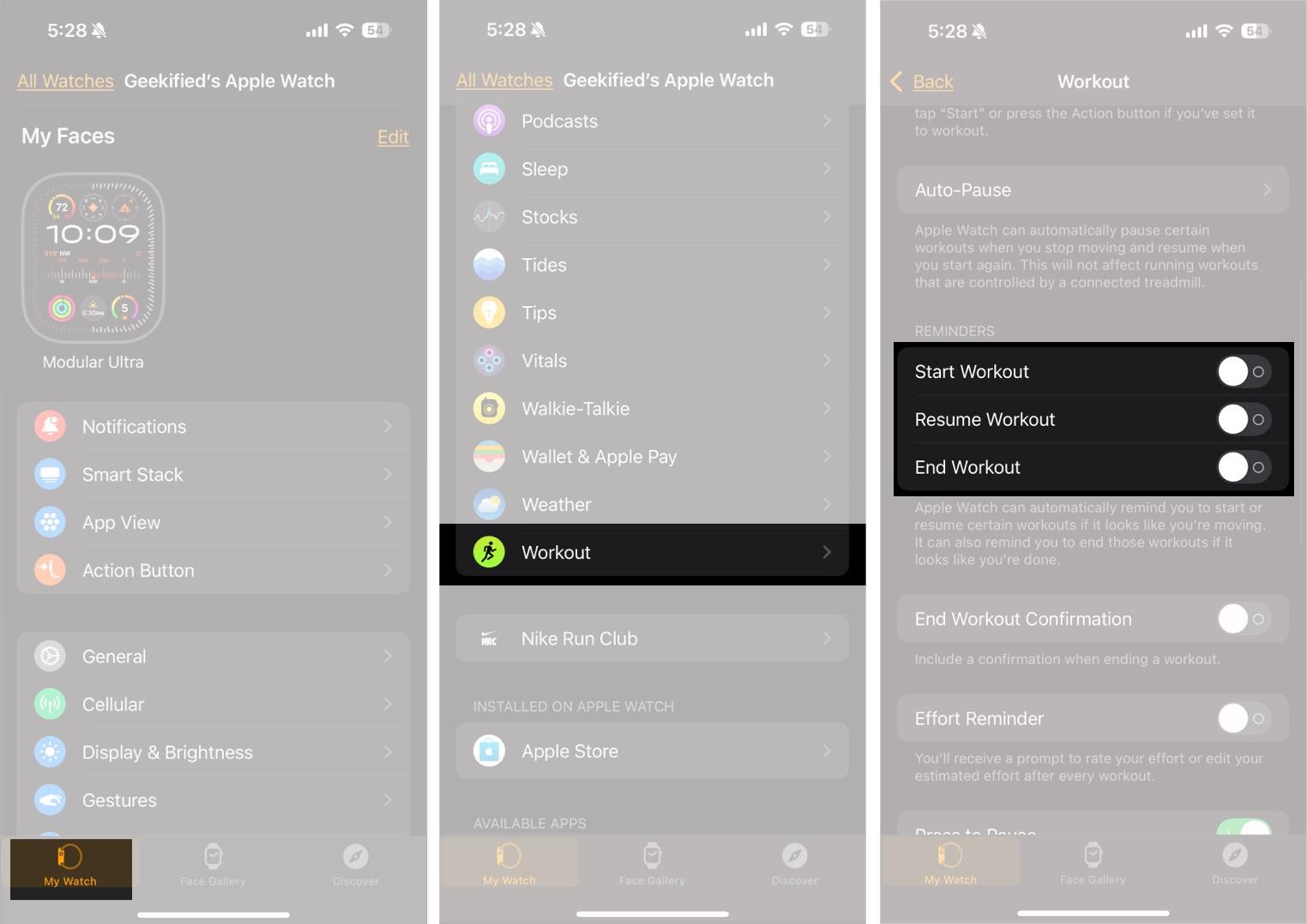 Disable Automatic Workouts on Apple Watch from iPhone.