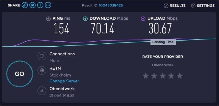 testing speed of internet with openvpn and multihop protocol