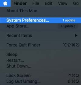 click on apple logo and then select system preferences on mac