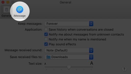 Click on iMessage Tab in Messages Preferences on Mac