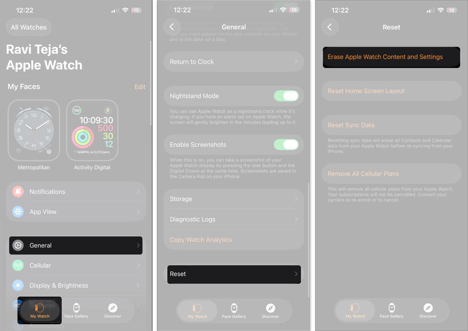 Reset Apple Watch Using iPhone