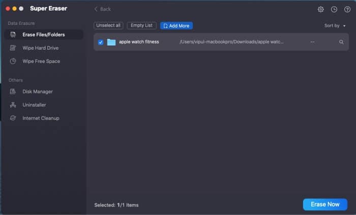 Erase files and folder via DoYourData