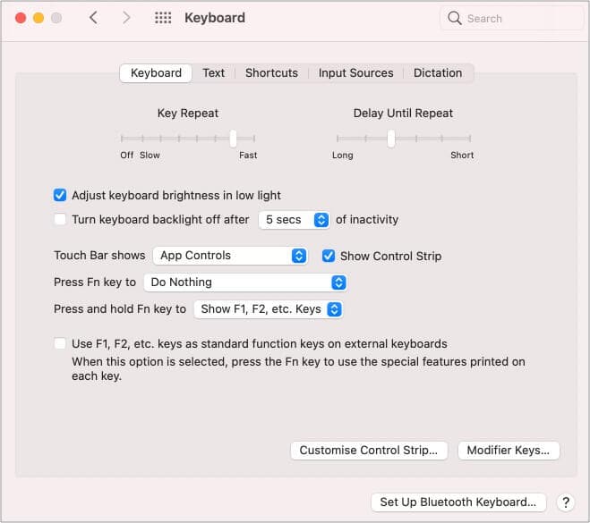 In System Preferences select Keyboard and click Customize Control Strip on Mac