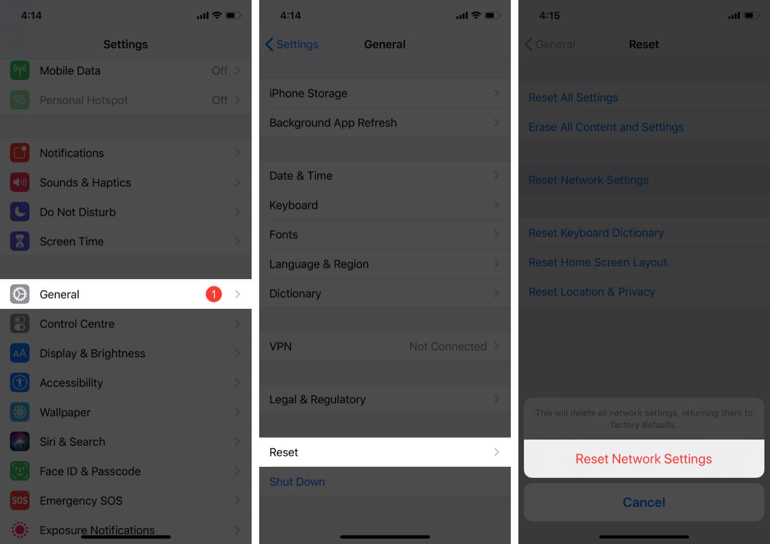 Reset Network Settings on iPhone