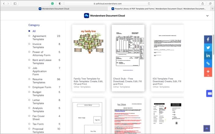 Create and save customize templates in Wondershare Document Cloud