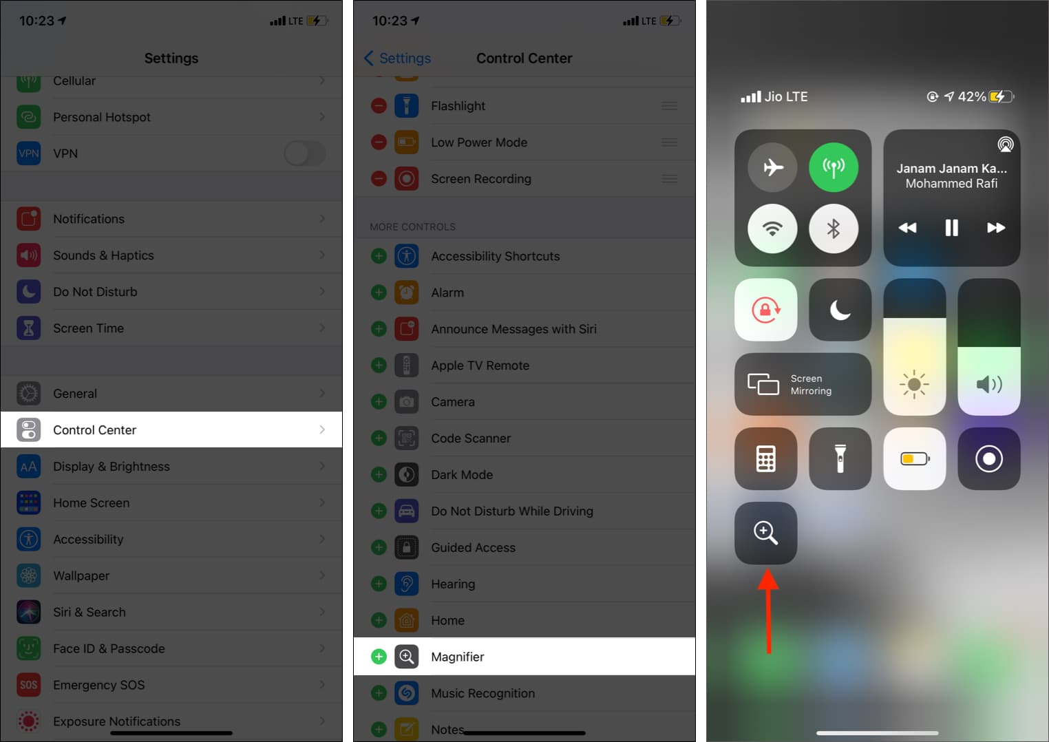 How to access Magnifier From Control Center