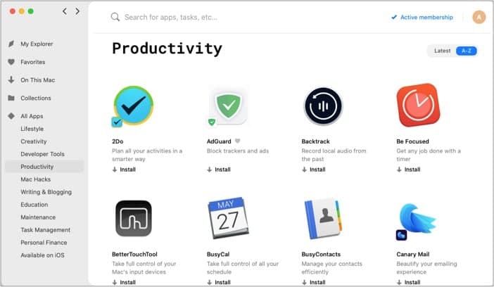 Productivity of Setapp for Mac