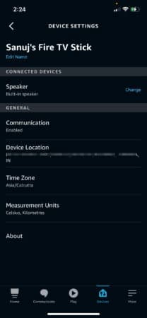 Devices section in Amazon Alexa app on iPhone