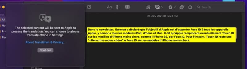 System-wide translation in macOS Monterey