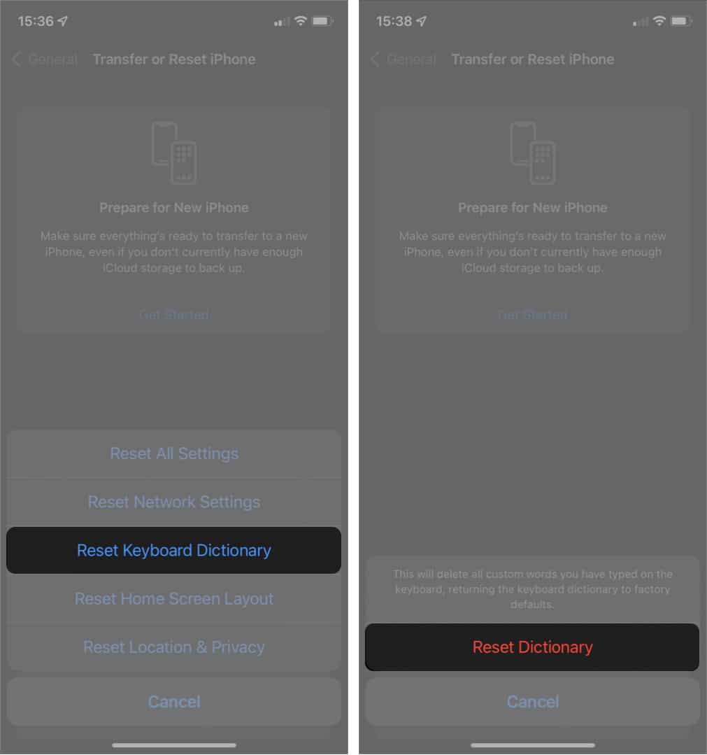 Delete keyboard history on iphone or ipad
