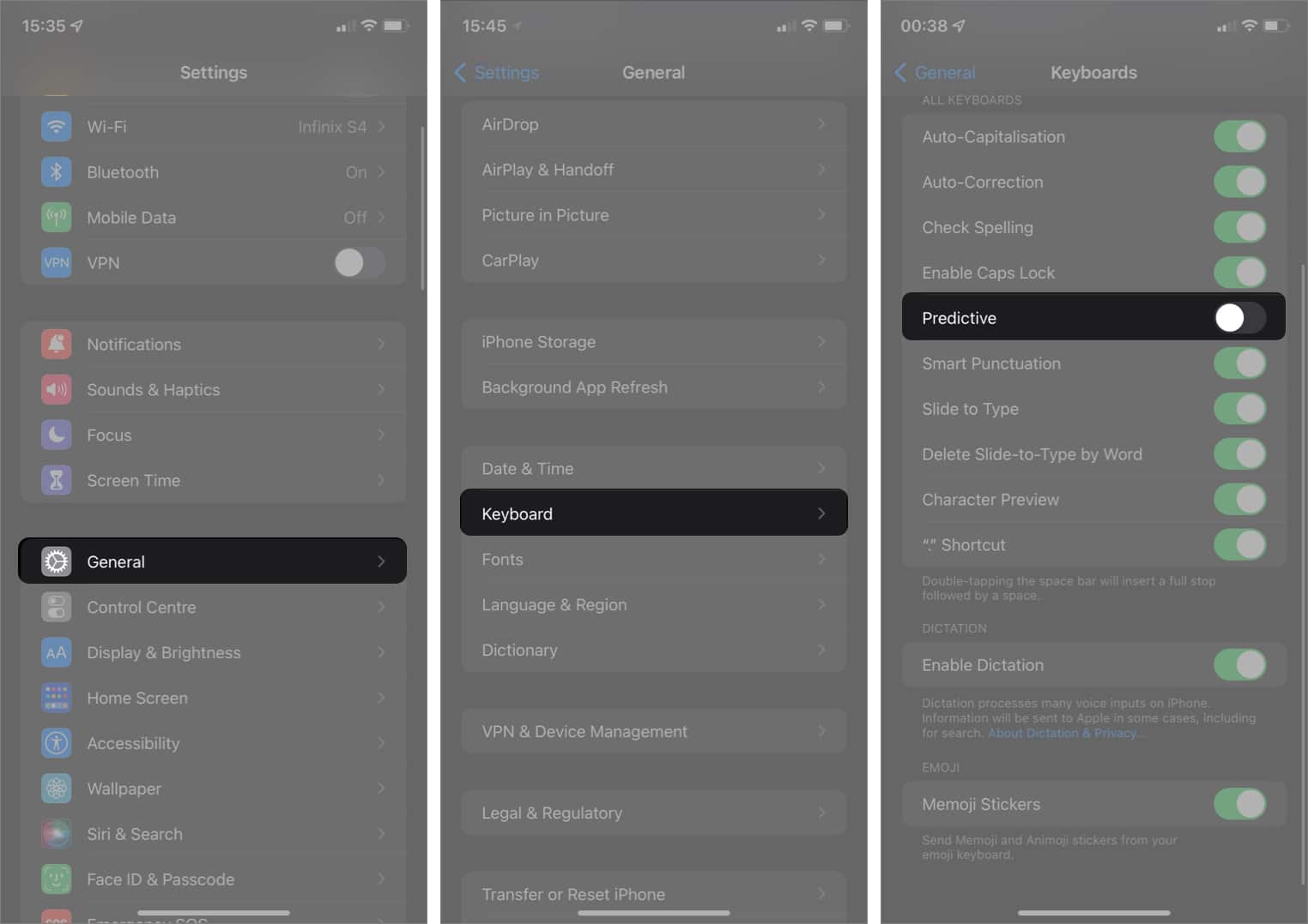 Disable predictive text to clearing iphone keyboard history