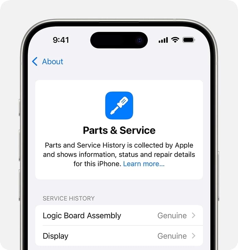 Steps to See Parts and Service History on iPhone
