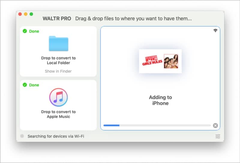 After converting WALTR PRO adding file to iPhone