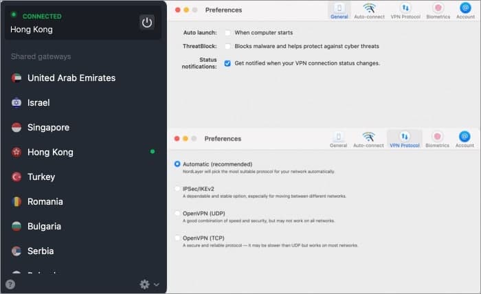NordLayer business VPN iOS app overview