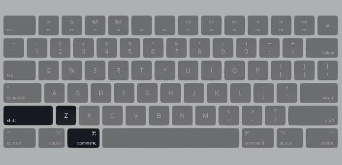 Press Shift + Command + Z on Mac Keyboard