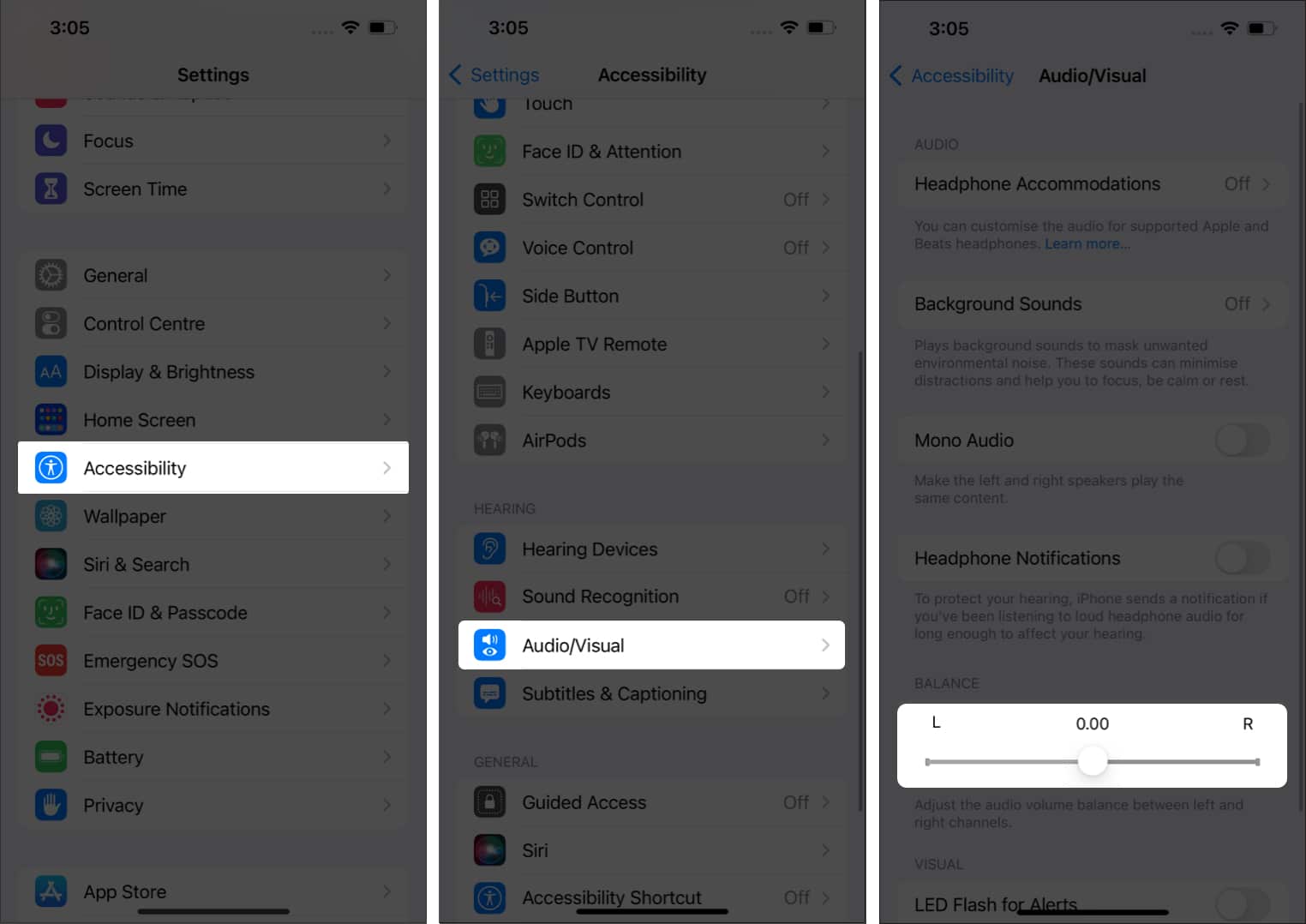 Balance stereo settings of airpods from iphone settings