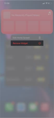 Remove the music widget on iPhone