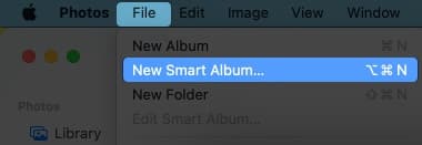 Select New Smart Album on Mac