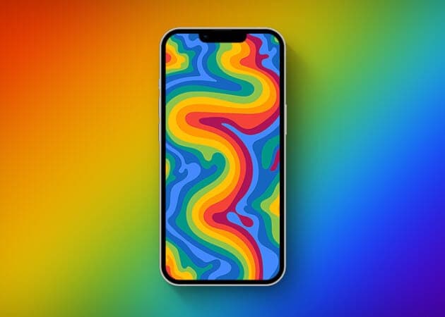 Wavy rainbow iPhone wallpaper