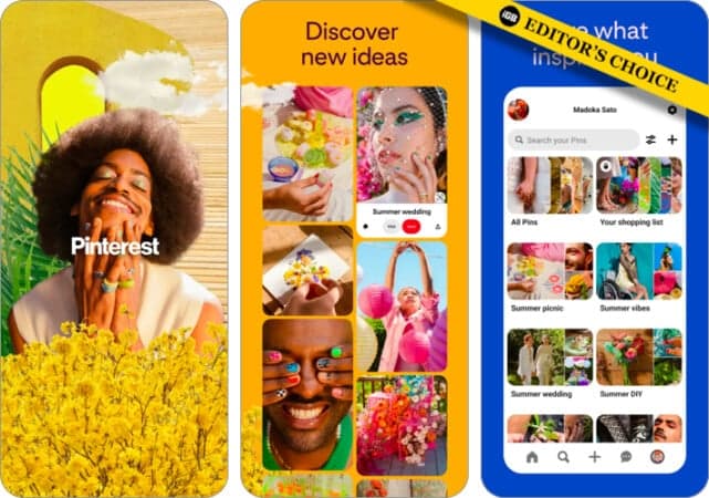 Pintrest mood board app for iPhone