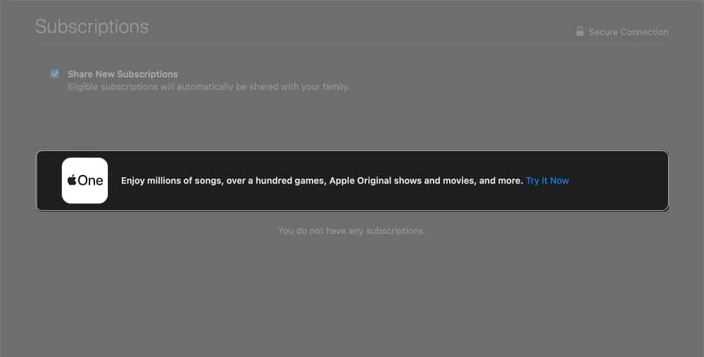 Subscribe to Apple One via Settings app on Mac