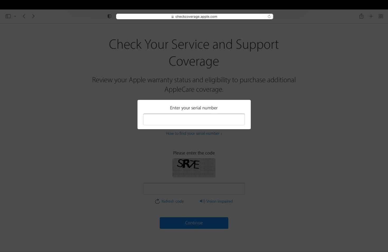 Checking warranty status on a Mac