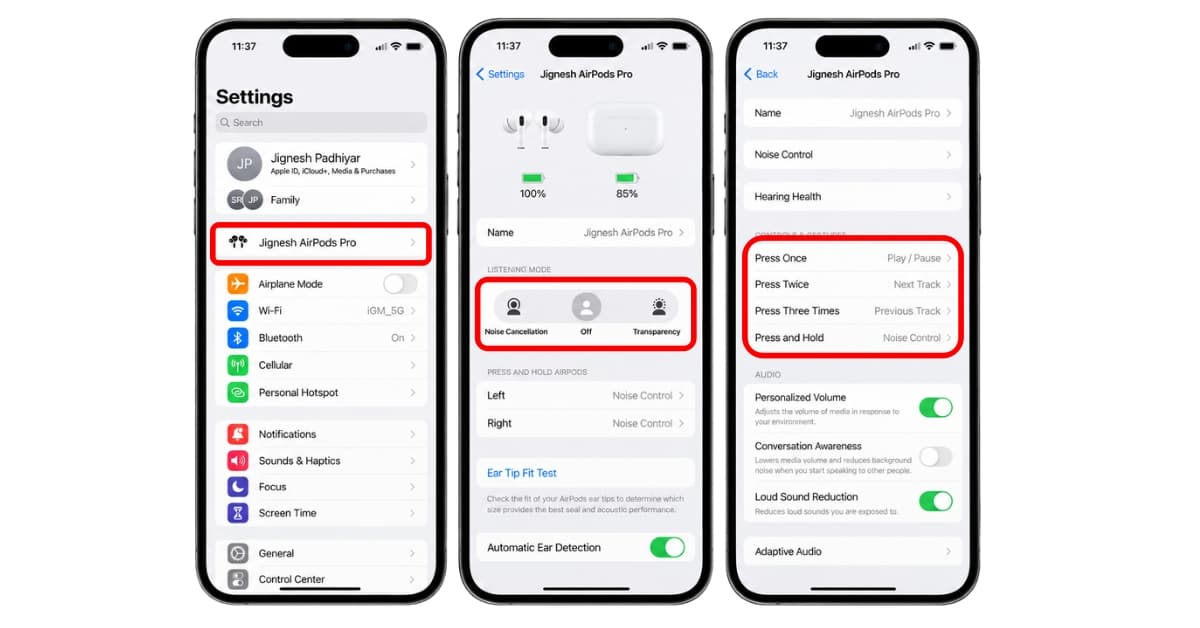 Fine-tune ANC and Transparency mode from iPhone