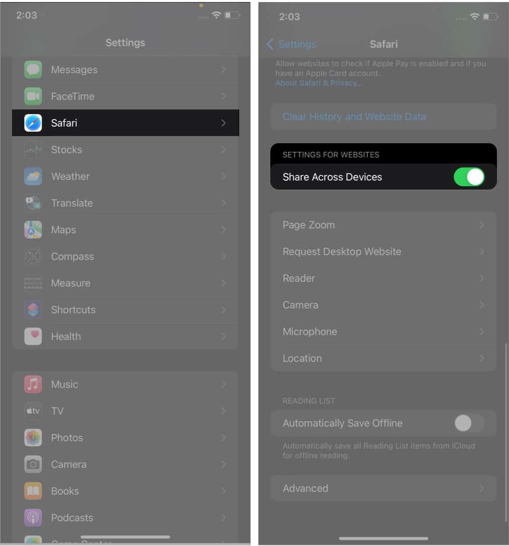 How to share Website settings in iOS 16 