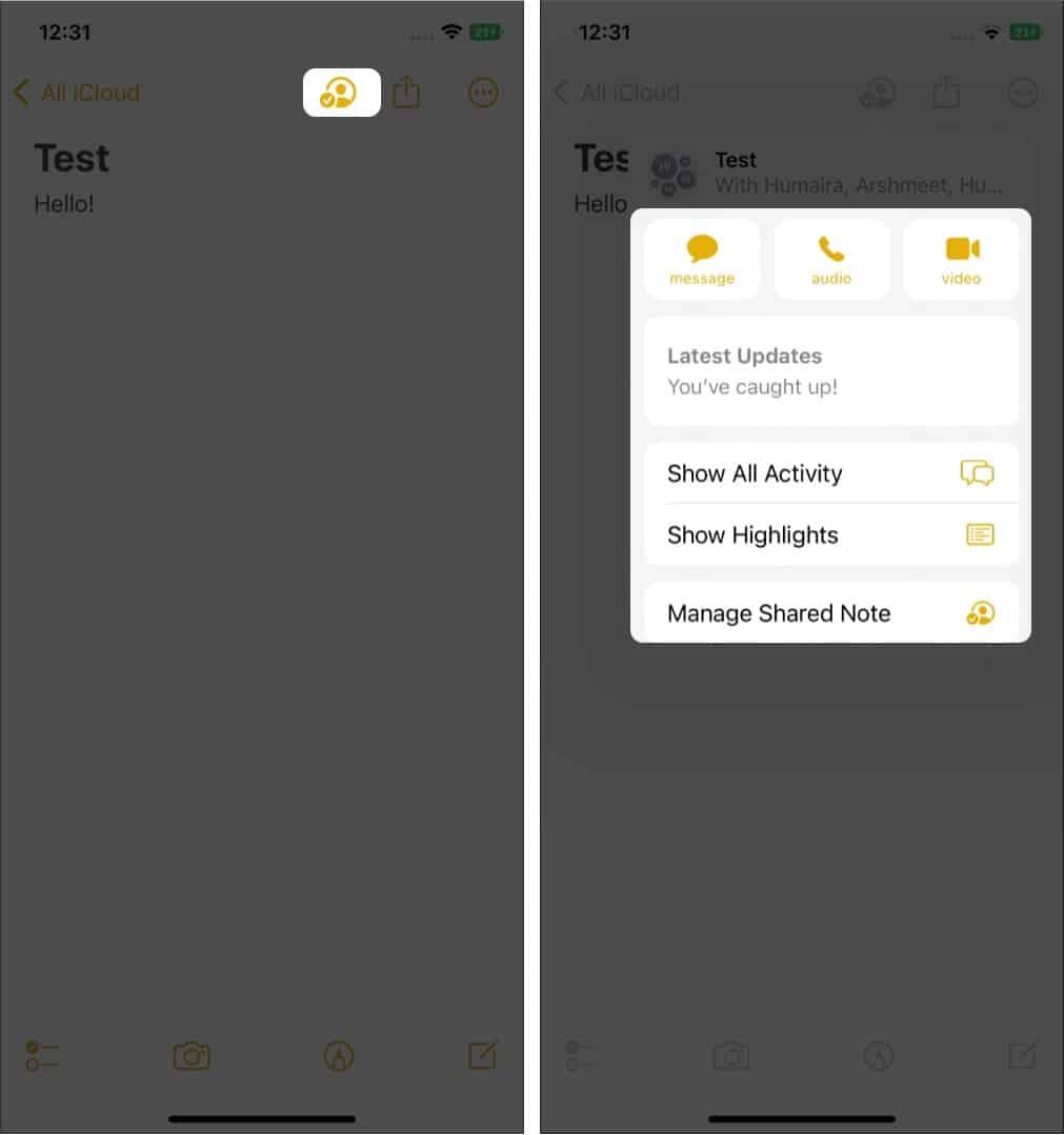 Manage collaboration on iphone