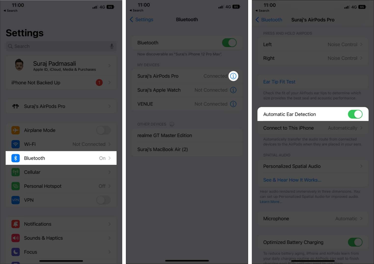 Turn on Automatic Ear Detection in Settings on iPhone