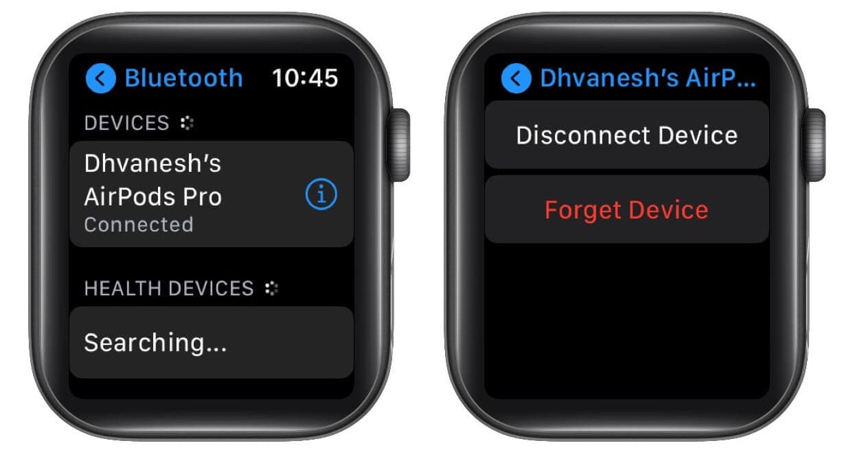 Unpair AirPods from Apple Watch