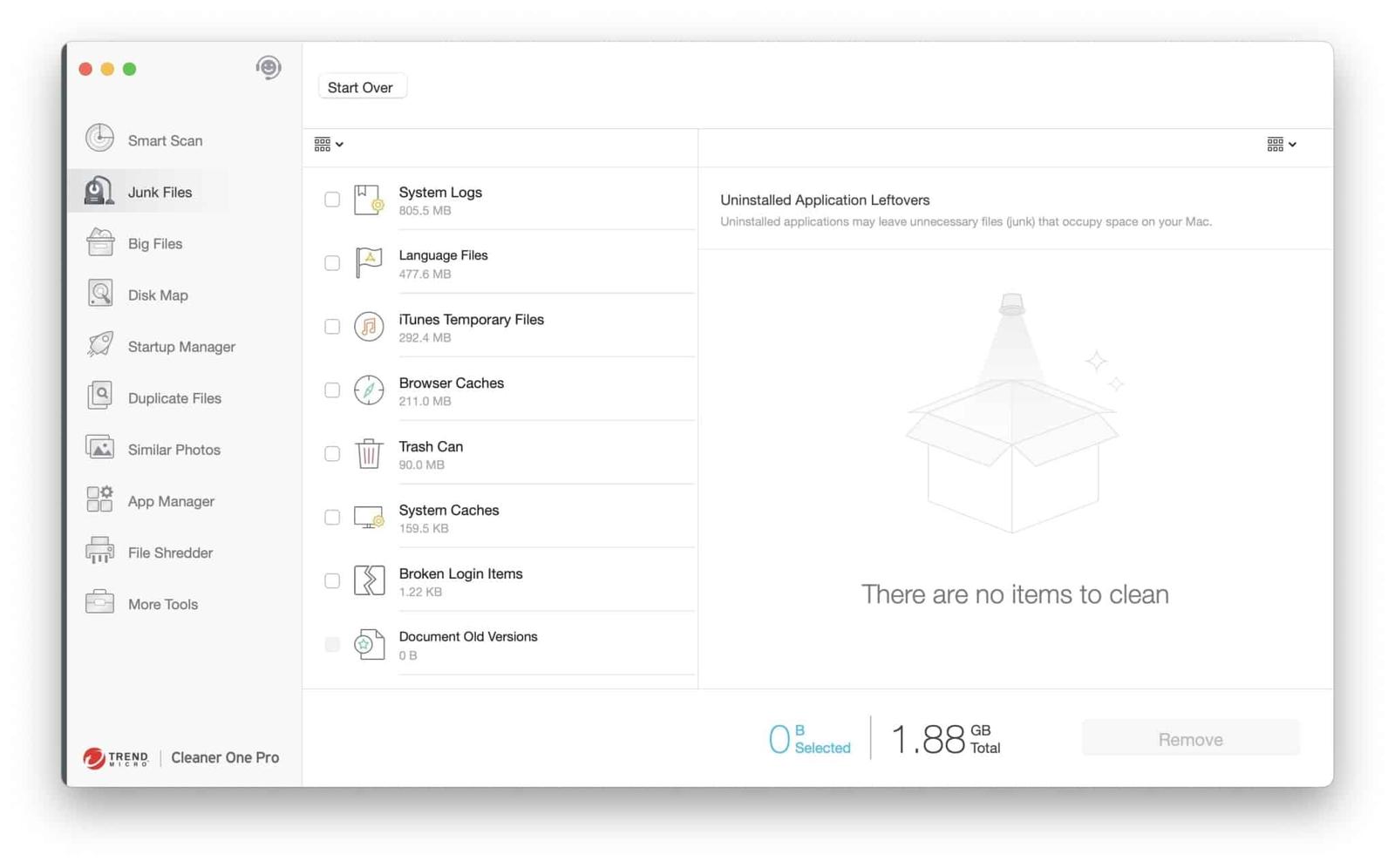 Scanning Junk Files in Cleaner One Pro