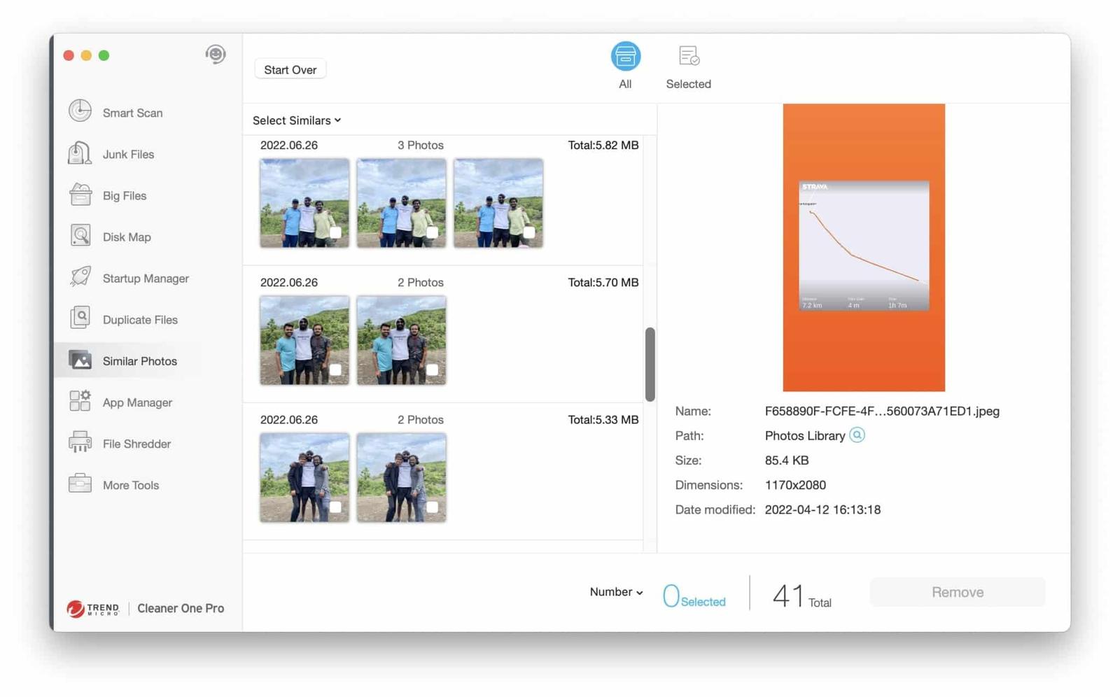 Finding Similar Photos with Cleaner One Pro on Mac