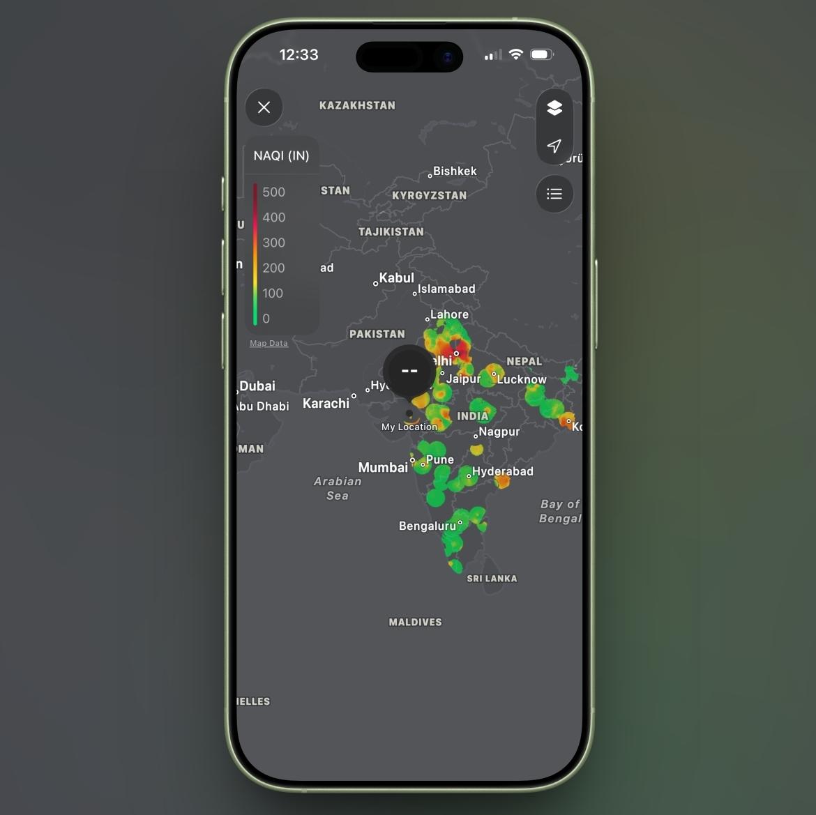 Air Quality Layer in Apple Weather app