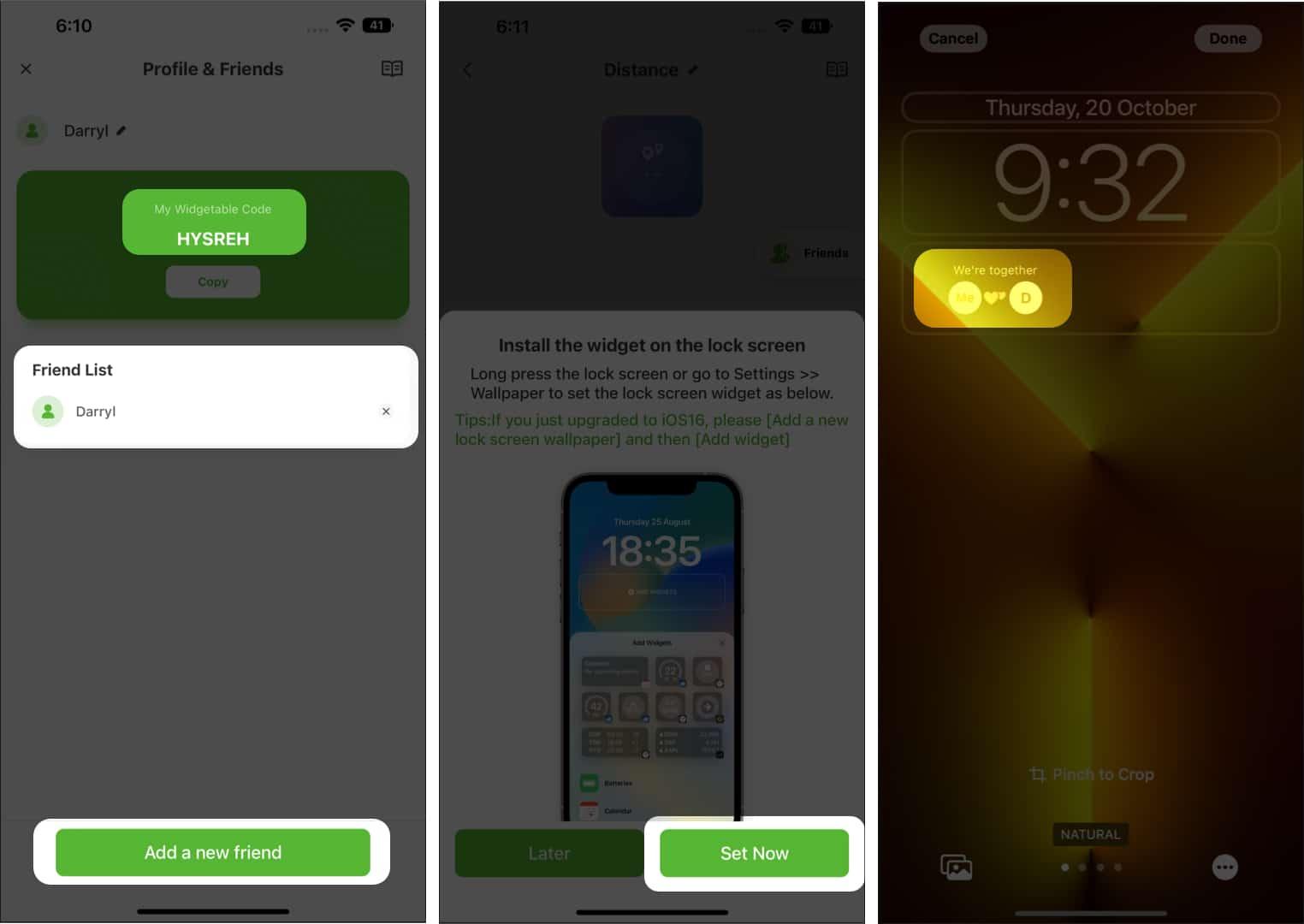 Set the distance apart widget on iPhone 