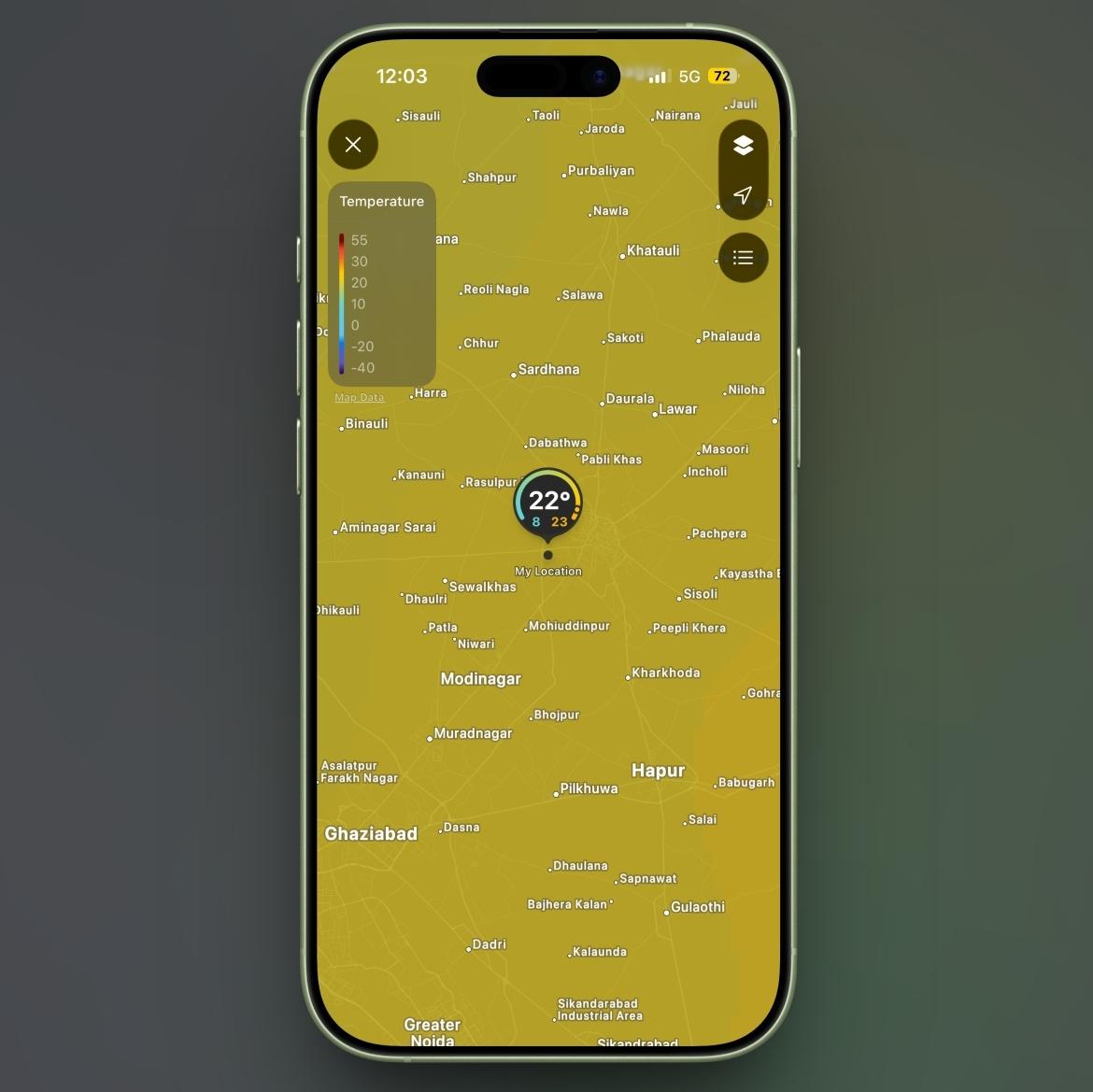 Temperature Layer in Apple Weather app
