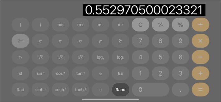 Get a random decimal number in calculator on iphone