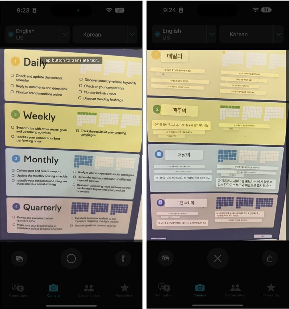 How to use Camera feature on Translate app 