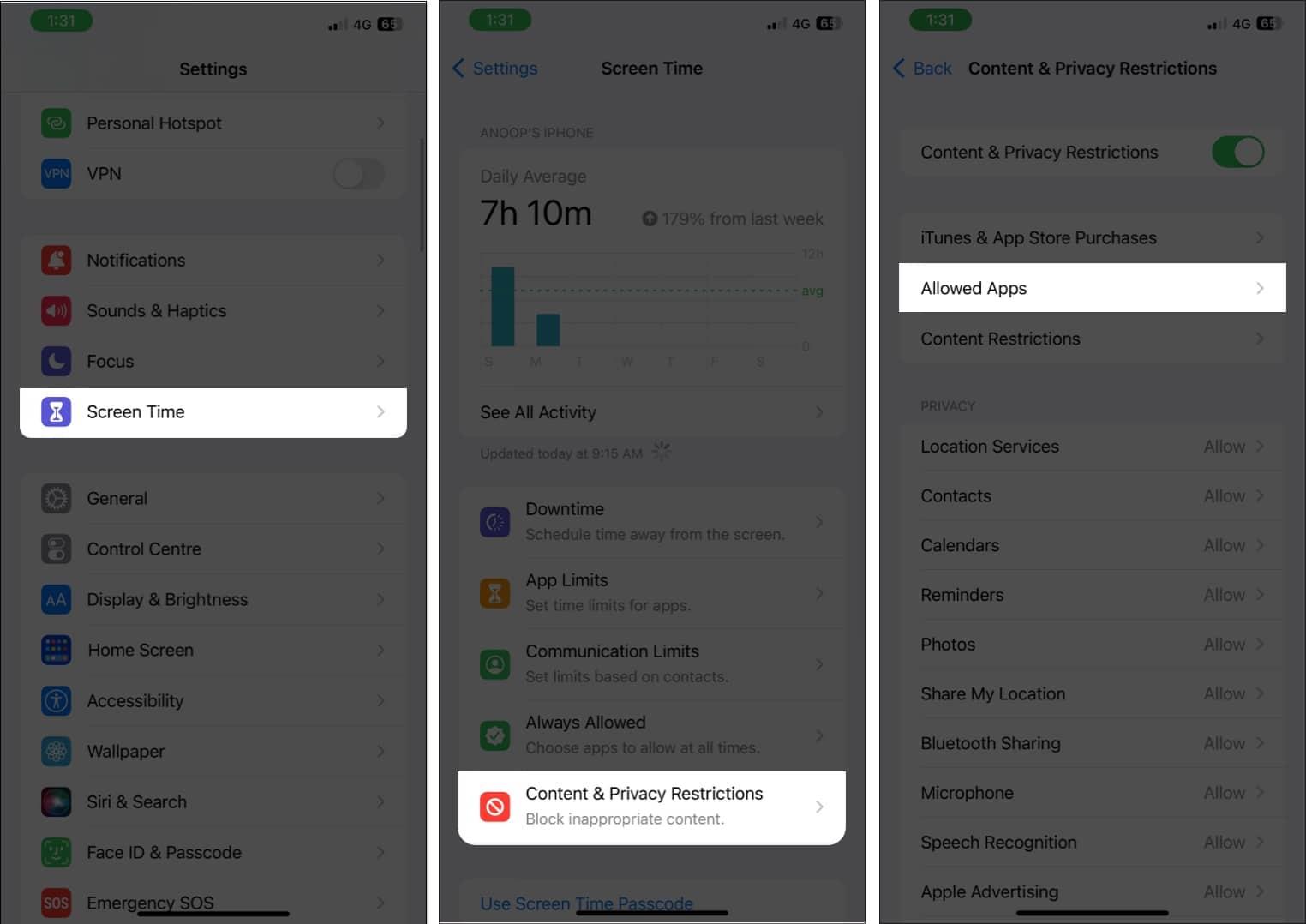 Choose Allowed Apps on iPhone